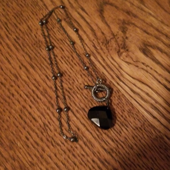 Silver chain black stone - Picture 2 of 2